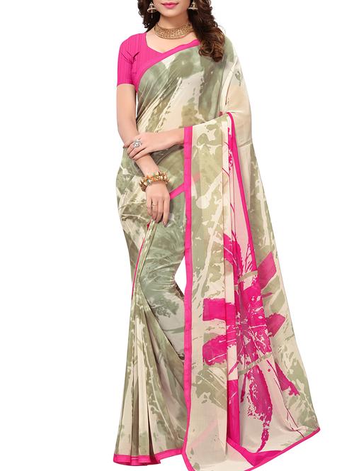 abstract printed saree with blouse - 15728457 - Standard Image - 1