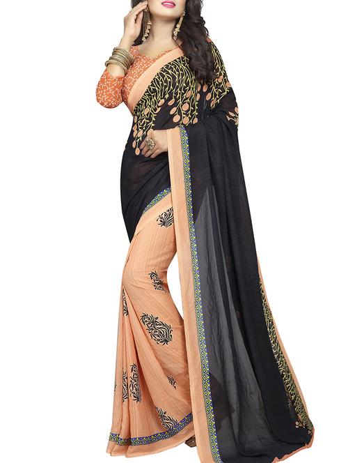 floral half & half saree with blouse - 15728458 - Standard Image - 1