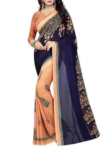 floral half & half saree with blouse - 15728459 - Very Small Image - 1