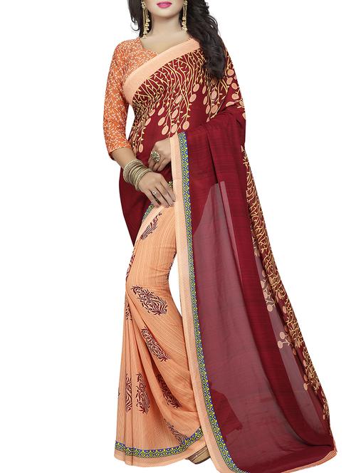 floral half & half saree with blouse - 15728464 - Standard Image - 1