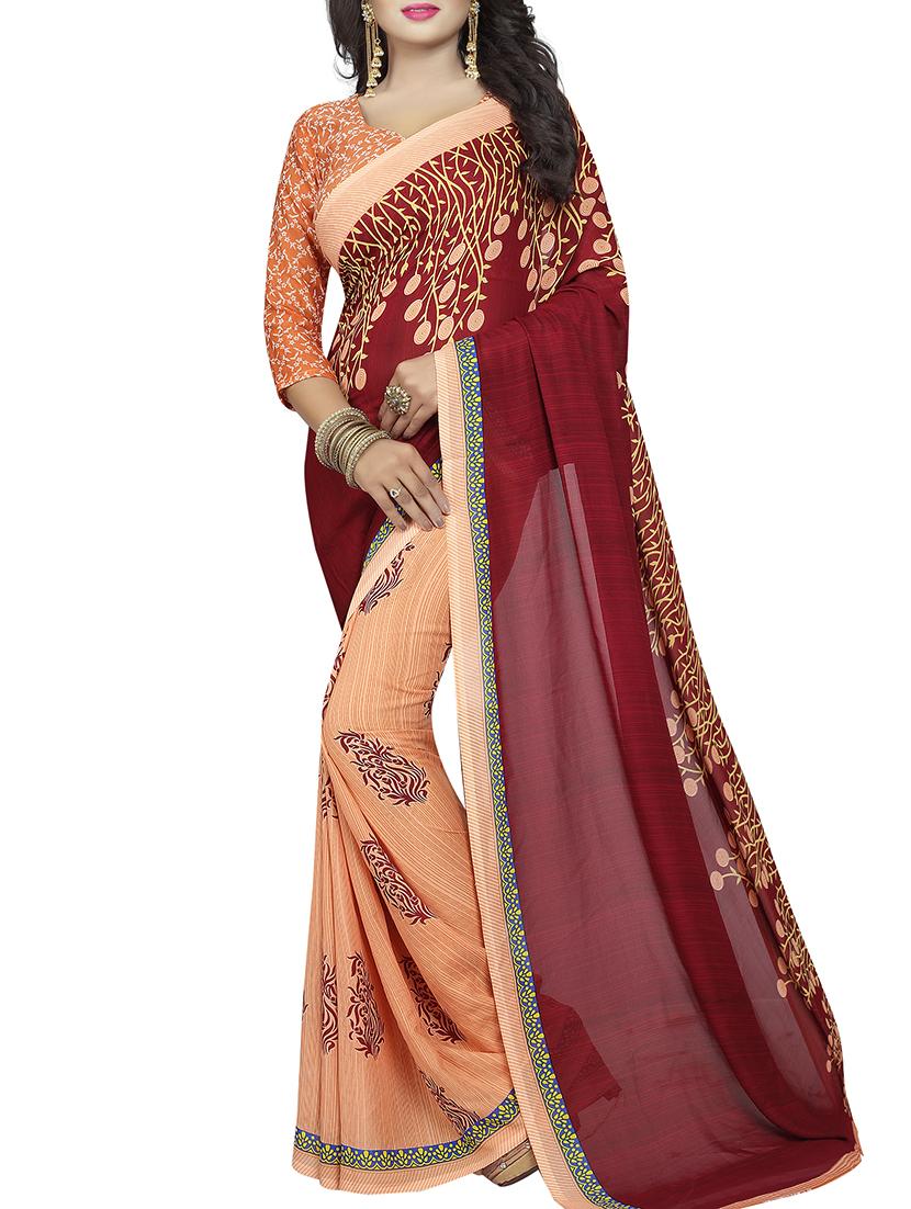 floral half & half saree with blouse - 15728464 - Zoom Image - 1
