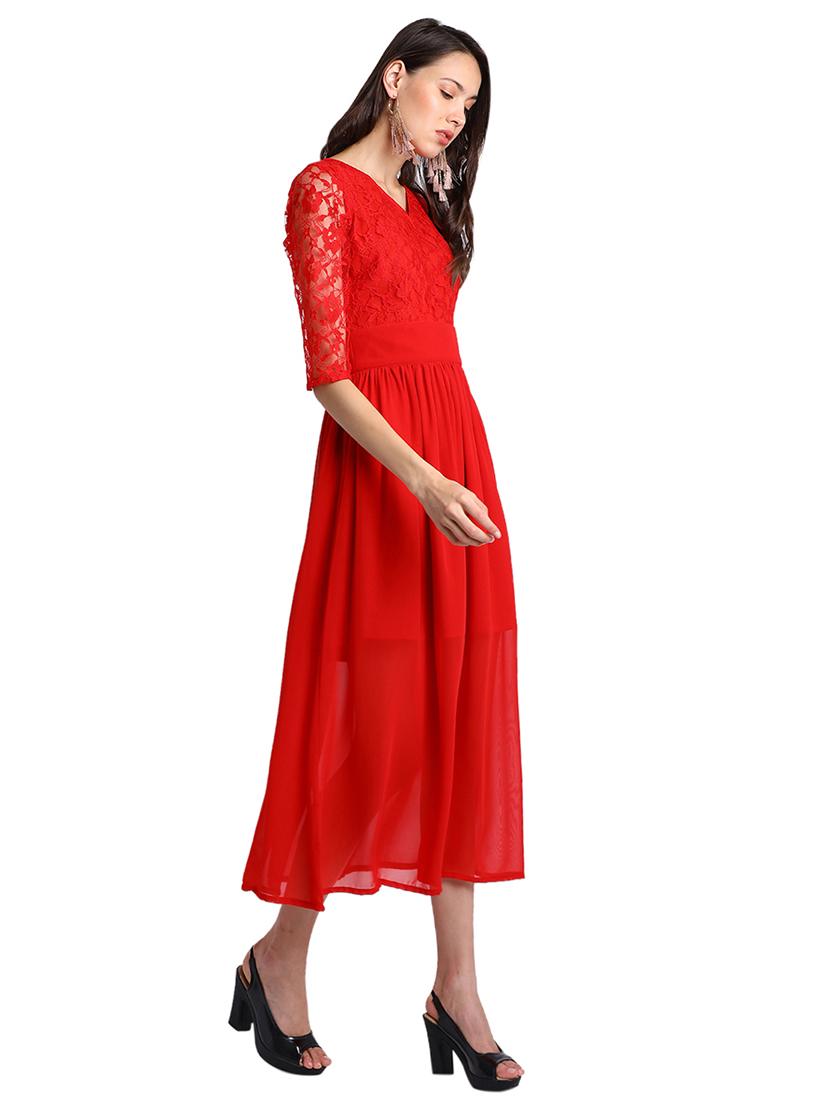 gathered waist lace a-line dress - 15728527 - Zoom Image - 2
