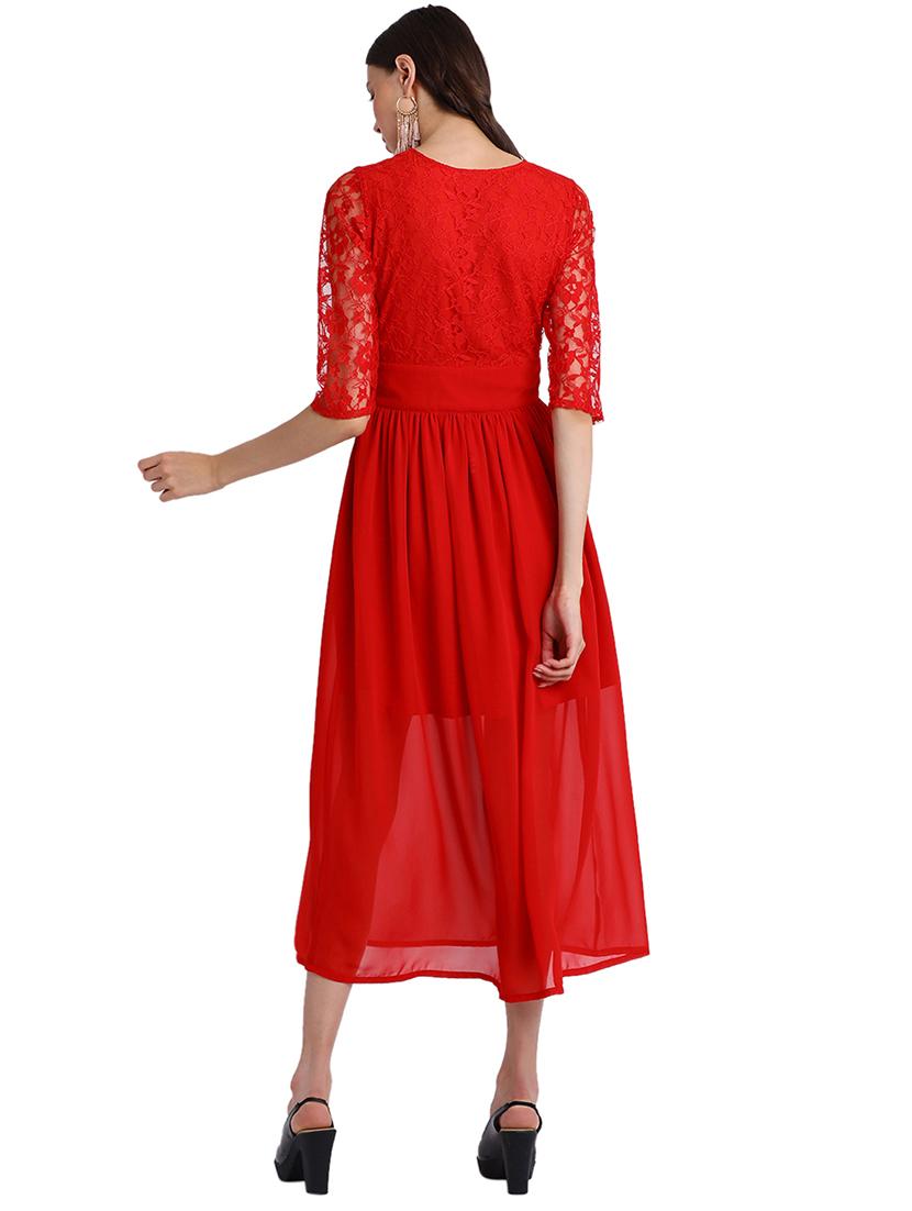 gathered waist lace a-line dress - 15728527 - Zoom Image - 3