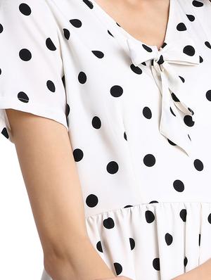 bow detail polka dots a-line dress - 15728530 - Standard Image - 4