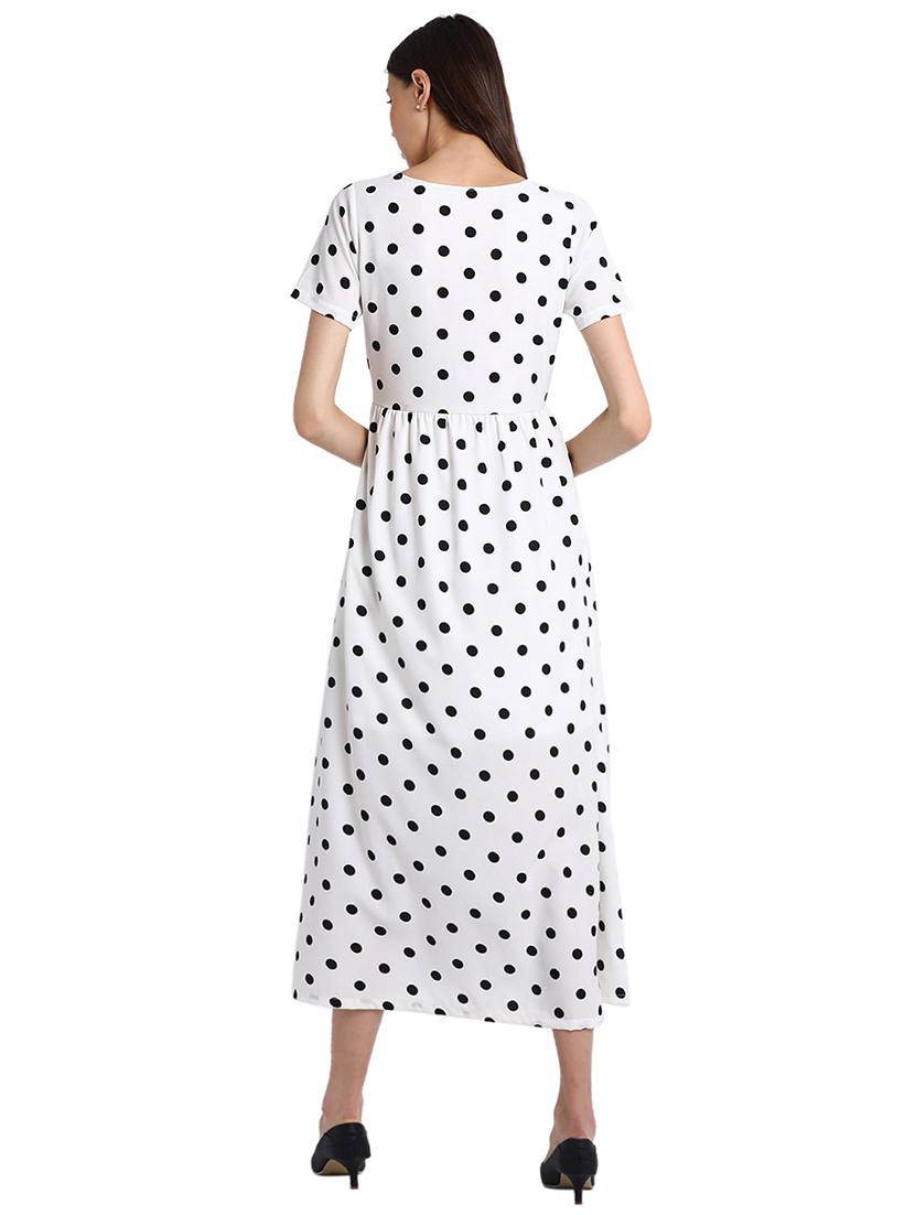 bow detail polka dots a-line dress - 15728530 - Zoom Image - 3