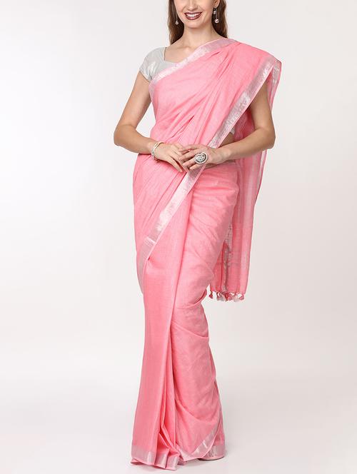 solid handloom saree with blouse - 15728574 - Standard Image - 1