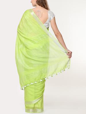 solid handloom saree with blouse - 15728575 - Standard Image - 2