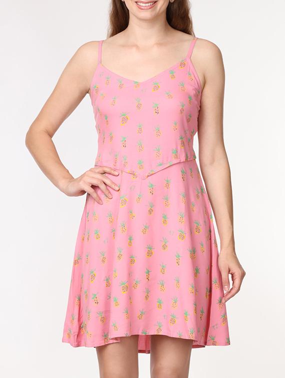 smocked back quirky print a-line dress - 15728577 - Zoom Image - 1