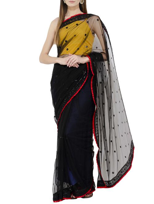 sequined embellished black saree with blouse - 15728682 - Standard Image - 1