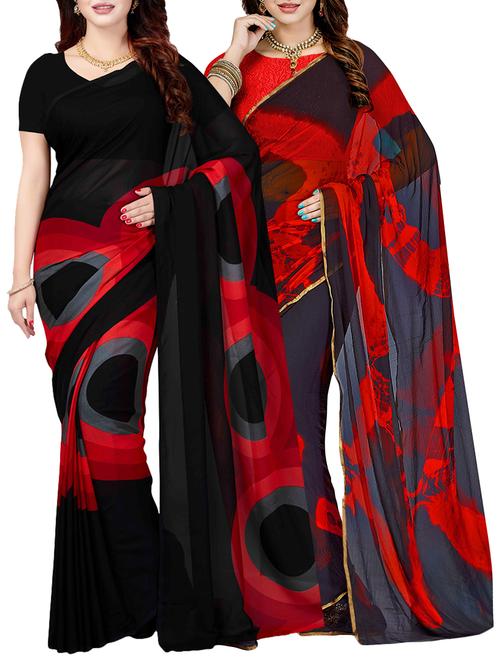 Combo Of 2 Multicolor Printed Saree with blouse - 15728692 - Standard Image - 1