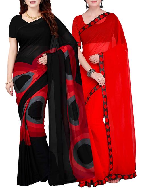 Combo Of 2 Multicolor Printed Saree with blouse - 15728697 - Standard Image - 1