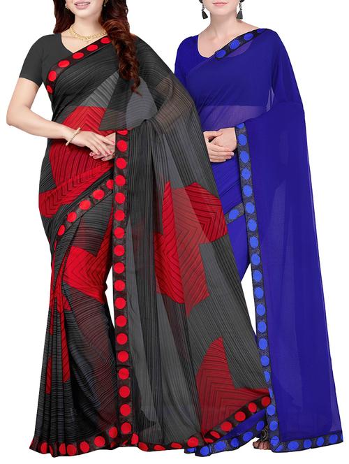 Combo Of 2 Multicolor Printed Saree with blouse - 15728701 - Standard Image - 1