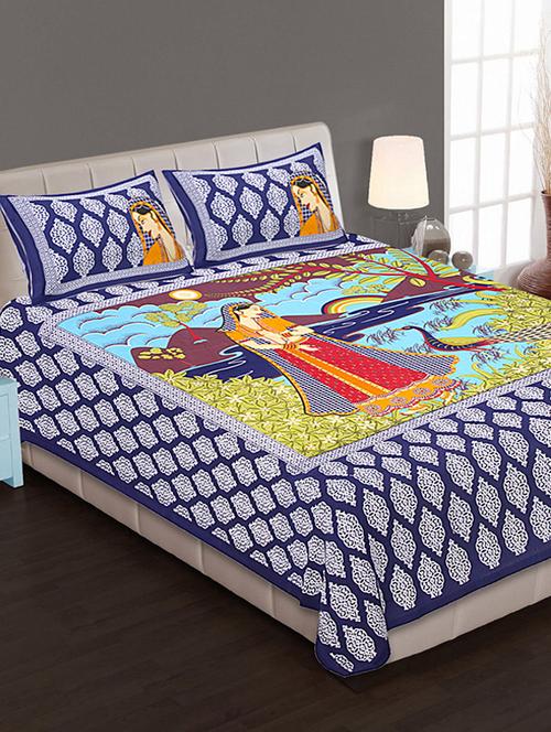 Jaipuri Print Cotton Double Bedsheet with Set of 2 Pillow Covers - 15728749 - Standard Image - 1