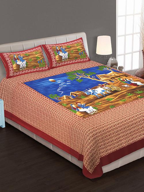 Jaipuri Print Cotton Double Bedsheet with Set of 2 Pillow Covers - 15728751 - Standard Image - 1