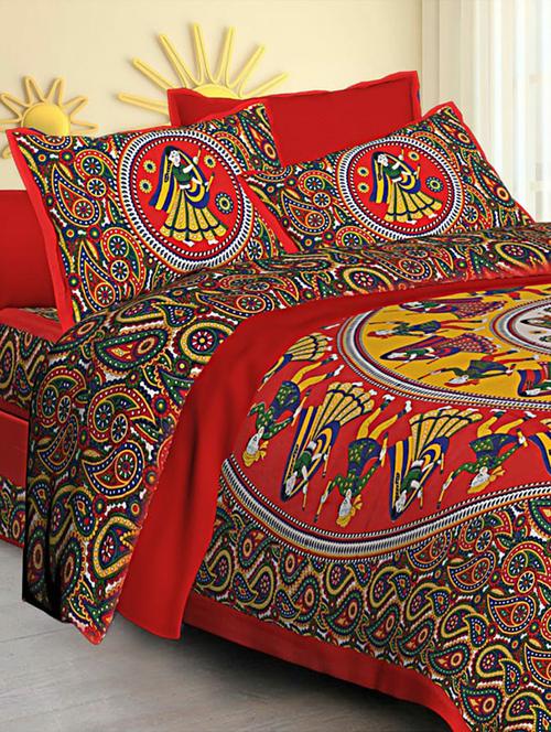 Jaipuri Print Cotton Double Bedsheet with Set of 2 Pillow Covers - 15728757 - Standard Image - 1