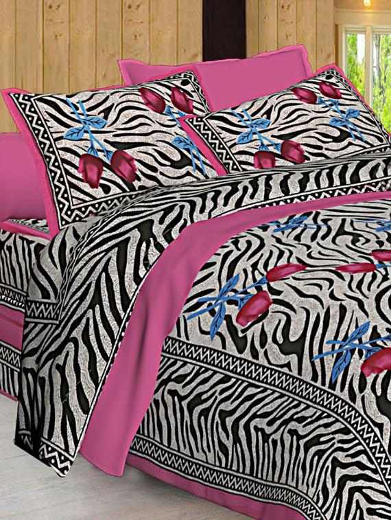 Jaipuri Print Cotton Double Bedsheet with Set of 2 Pillow Covers - 15728765 - Zoom Image - 1