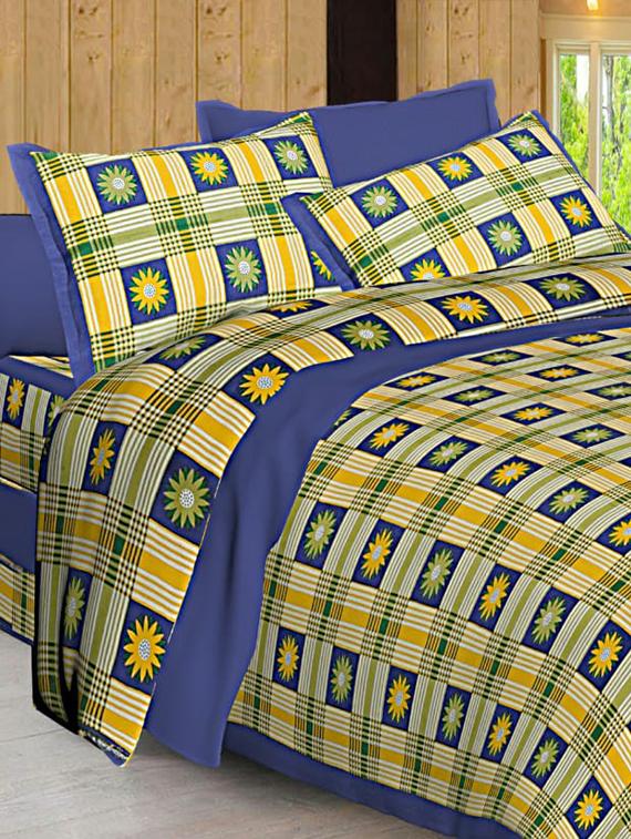 Jaipuri Print Cotton Double Bedsheet with Set of 2 Pillow Covers - 15728774 - Zoom Image - 1