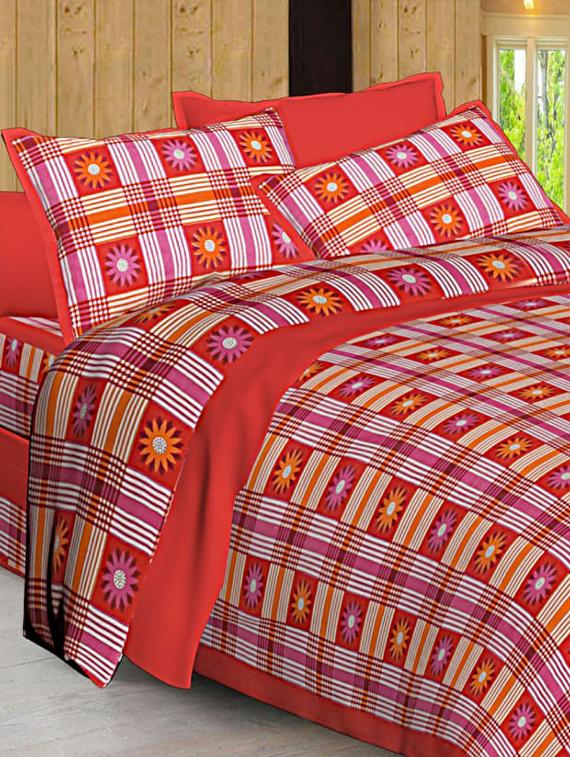 Jaipuri Print Cotton Double Bedsheet with Set of 2 Pillow Covers - 15728776 - Zoom Image - 1
