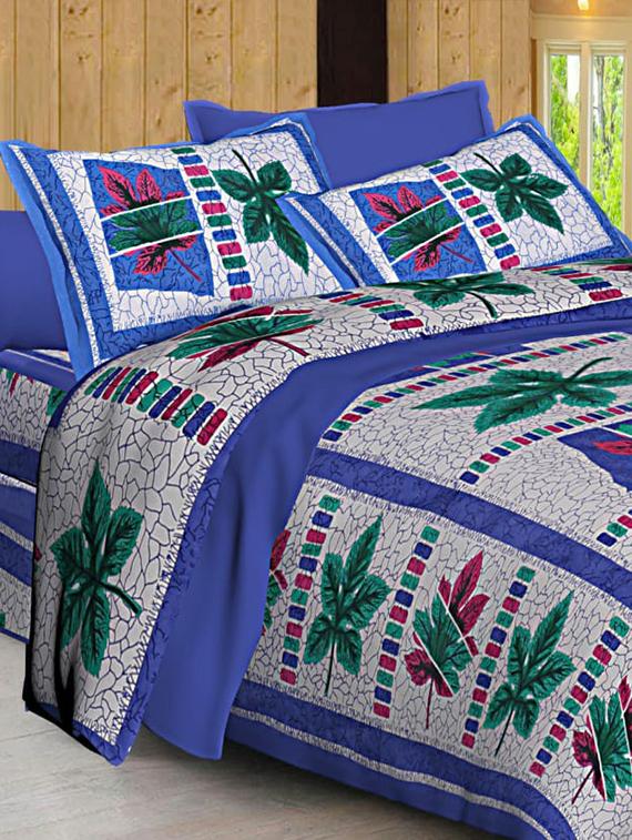 Jaipuri Print Cotton Double Bedsheet with Set of 2 Pillow Covers - 15728779 - Zoom Image - 1