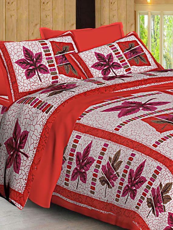Jaipuri Print Cotton Double Bedsheet with Set of 2 Pillow Covers - 15728782 - Zoom Image - 1