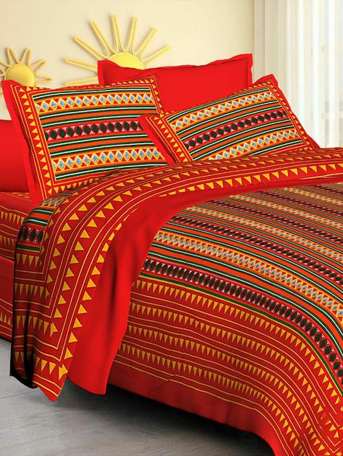 Jaipuri Print Cotton Double Bedsheet with Set of 2 Pillow Covers - 15728789 - Standard Image - 1
