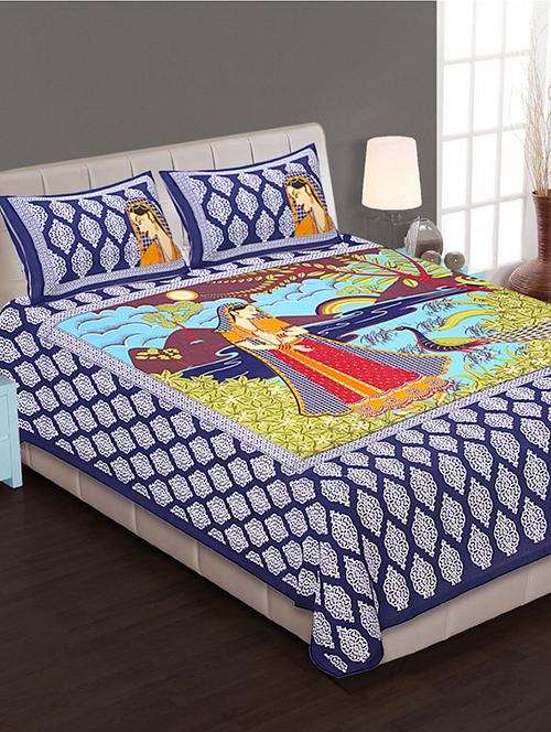 Jaipuri Print Cotton Double Bedsheet with Set of 2 Pillow Covers - 15728792 - Standard Image - 1