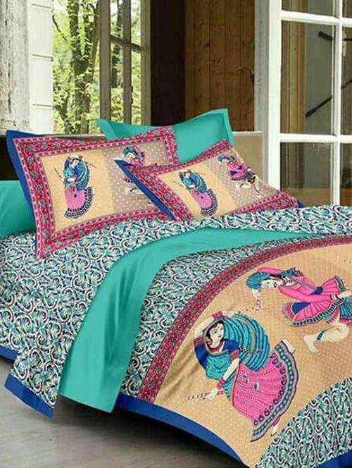Jaipuri Print Cotton Double Bedsheet with Set of 2 Pillow Covers - 15728803 - Standard Image - 1