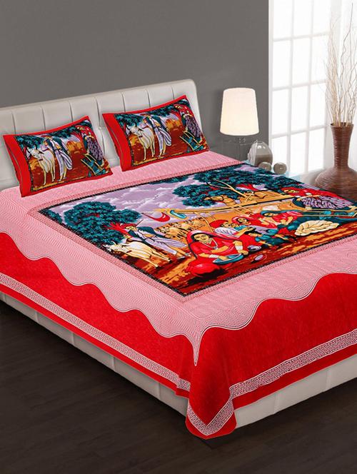 Jaipuri Print Cotton Double Bedsheet with Set of 2 Pillow Covers - 15728806 - Standard Image - 1