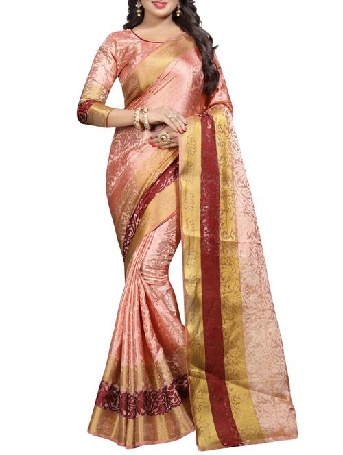 floral zari motif banarasi saree with blouse - 15728866 - Standard Image - 1