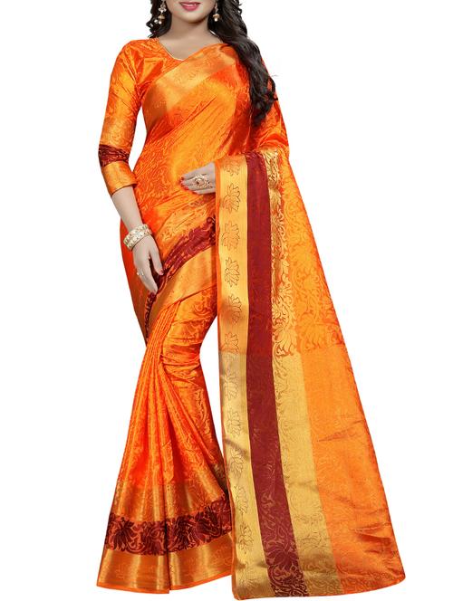 floral zari motif banarasi saree with blouse - 15728869 - Standard Image - 1