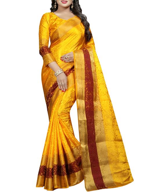 floral zari motif banarasi saree with blouse - 15728870 - Standard Image - 1