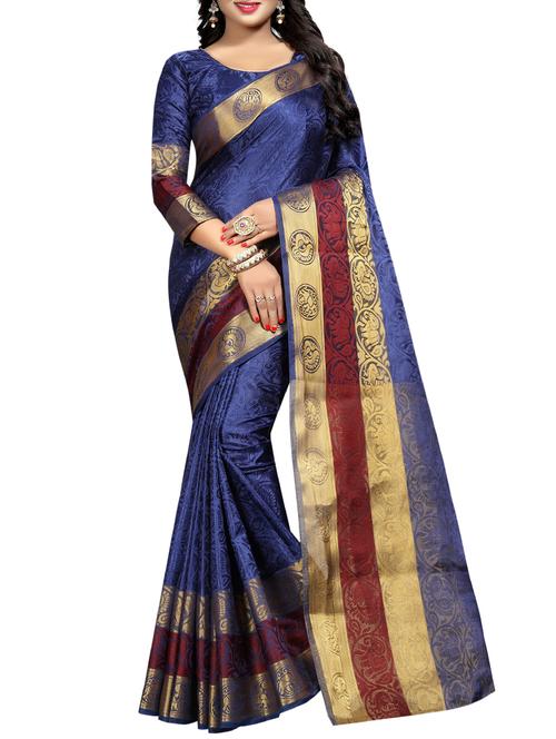 conversational zari motif banarasi saree with blouse - 15728878 - Standard Image - 1