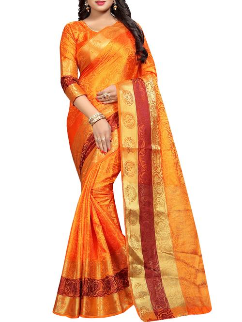 conversational zari motif banarasi saree with blouse - 15728879 - Standard Image - 1