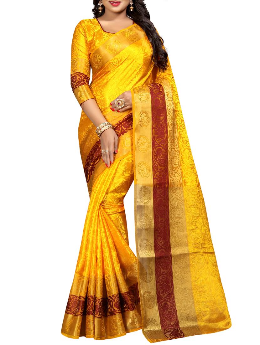conversational zari motif banarasi saree with blouse - 15728880 - Zoom Image - 1