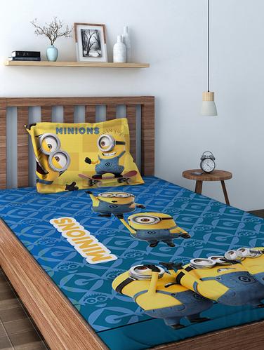Athom Trendz Minions Digital Cotton Single Bedsheet (147x223 cm) - 15728896 - Very Small Image - 1