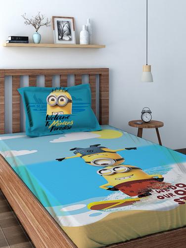 Athom Trendz Minions Digital Cotton Single Bedsheet (147x223 cm) - 15728897 - Very Small Image - 1