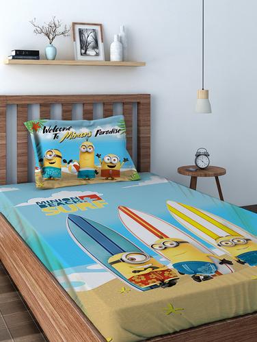 Athom Trendz Minions Digital Cotton Single Bedsheet (147x223 cm) - 15728898 - Very Small Image - 1