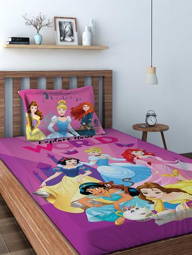 Disney Athom Trendz Princess Digital Single Bedsheet (147x 223 cm) - 15728907 - Very Small Image - 1