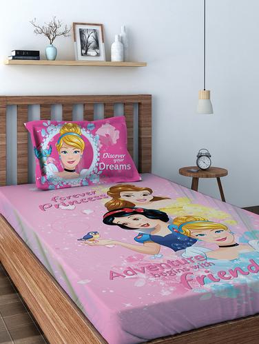 Disney Athom Trendz Princess Digital Single Bedsheet (147x 223 cm) - 15728908 - Very Small Image - 1