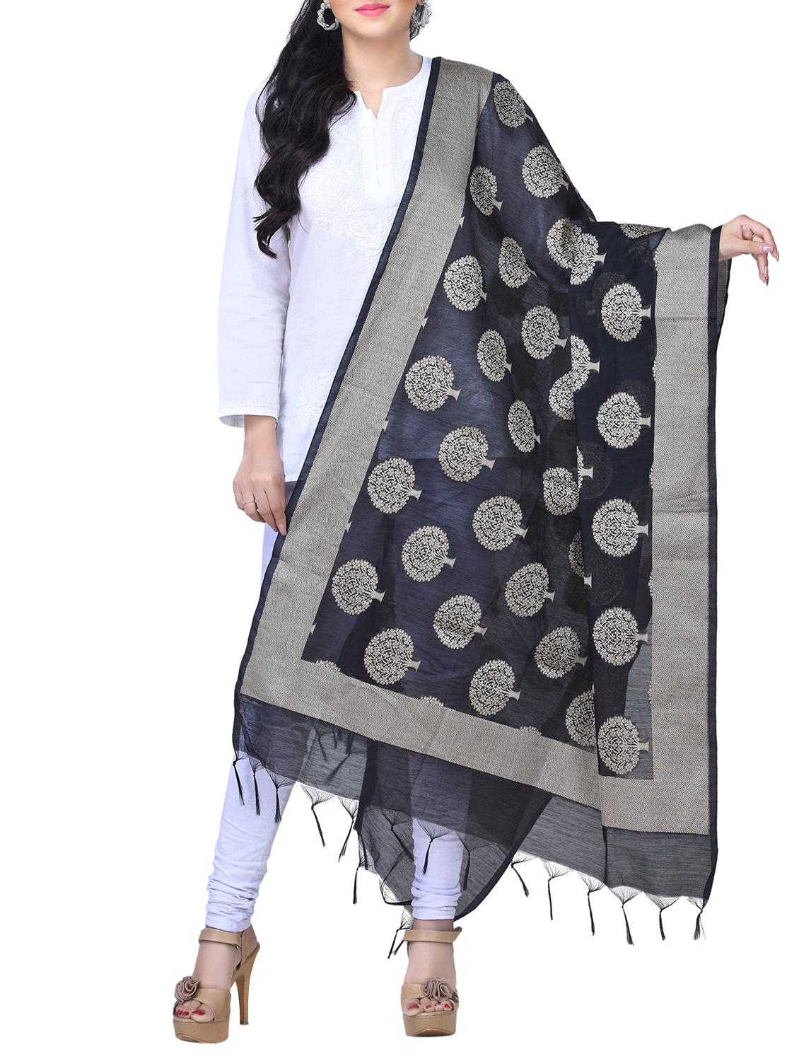 Zari self-design banarasi dupatta - 15729170 - Zoom Image - 1