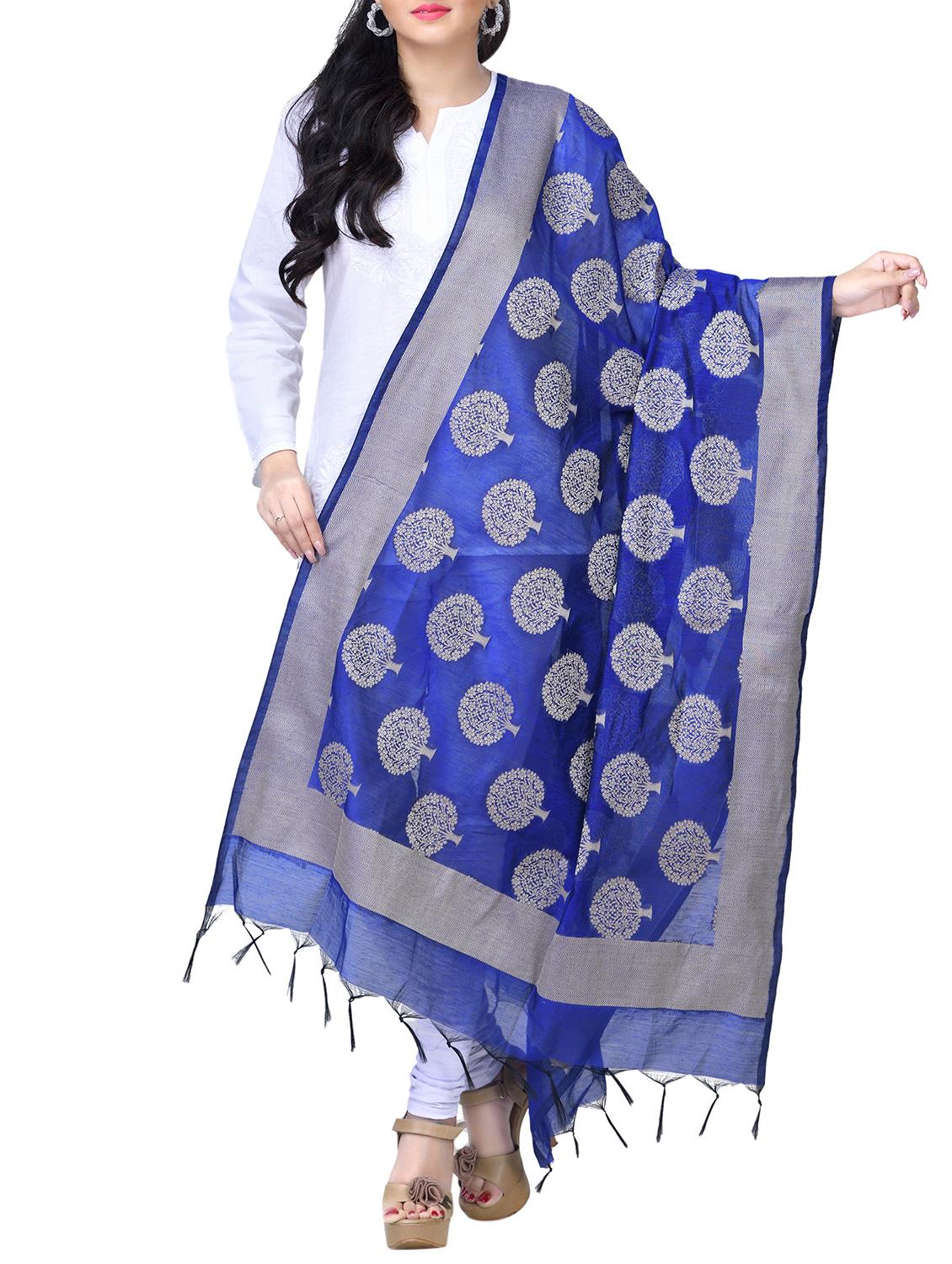 Zari self-design banarasi dupatta - 15729171 - Zoom Image - 1