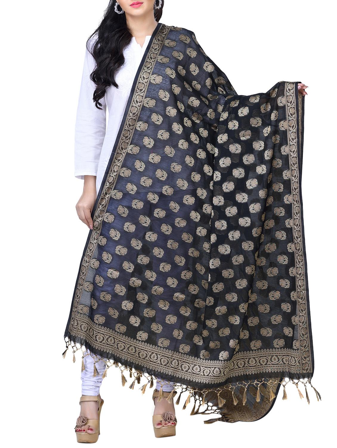 banarasi dupatta with fringes - 15729182 - Zoom Image - 1