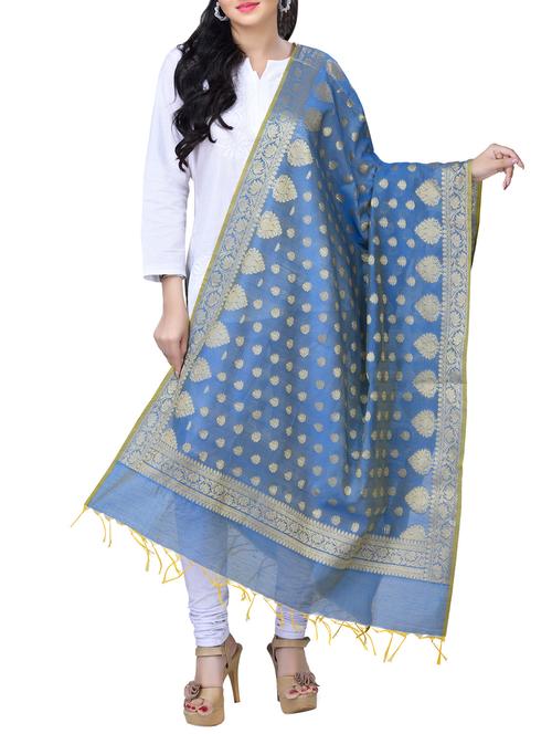 banarasi dupatta with fringes - 15729192 - Standard Image - 1