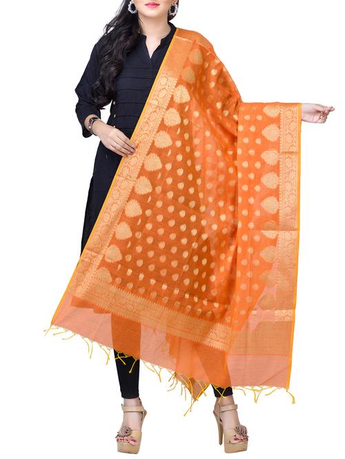 banarasi dupatta with fringes - 15729196 - Standard Image - 1