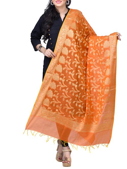 banarasi dupatta with fringes - 15729202 - Standard Image - 1
