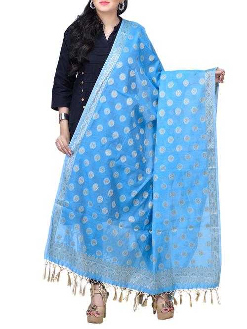 banarasi dupatta with fringes - 15729220 - Standard Image - 1