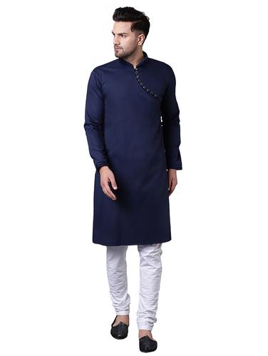 navy blue cotton kurta pyjama set - 15729225 - Very Small Image - 1