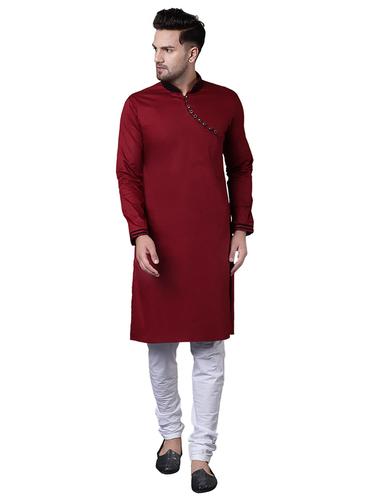 red cotton kurta pyjama set - 15729226 - Very Small Image - 1