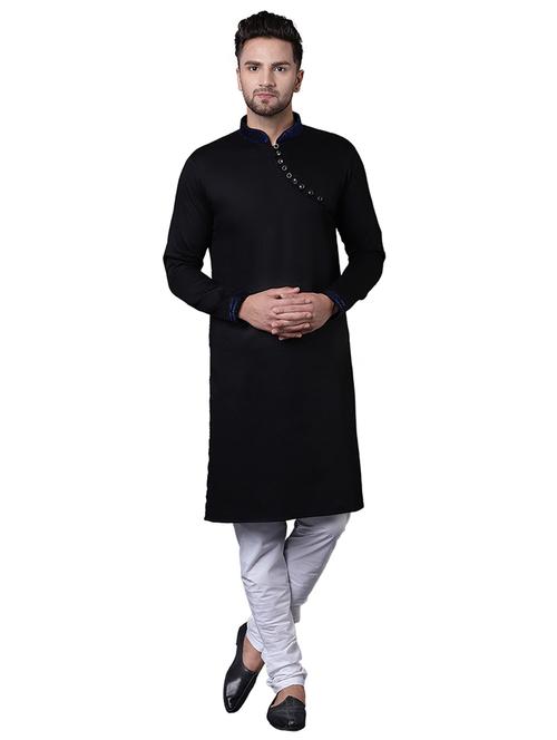 black cotton kurta pyjama set - 15729227 - Standard Image - 1