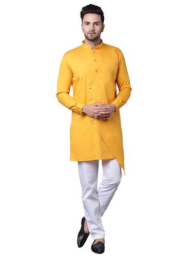 yellow cotton kurta pyjama set - 15729228 - Very Small Image - 1